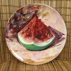 Peasant Village Italian Pottery Hand Painted Fruit Watermelon 8.25" Salad Plate